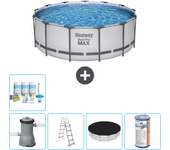 Paquete de piscina - bestway - alrededor - 427x427x84 cm + accesorios cb29
