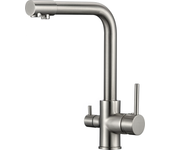 Valaz grifo de cocina ósmosis 3 vías redondo acero cepillado - serie nilo
