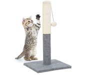 Relaxdays poste rascador para gatos con juguete, sisal, gris, 54 x 29,5 x 28,5 cm