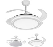 Ventilador de techo led con 4 aspas 3500-4000-6500k temporizador, 6 velocidades, aspas retráctiles | tarifa (blanco)