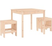 Mesa y sillas de jardín 3 piezas madera maciza de pino