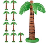 Relaxdays pack 10 palmeras hinchables para fiesta piscina, pvc, verde-marrón, 80 cm de altura