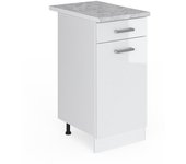 Vicco mueble bajo de cocina r-line, blanco alto brillo, 40 cm , et mármol