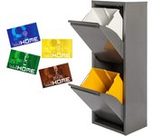 Wellhome cubo de basura y reciclaje metálico de 2 compartimentos de 17l cada uno - 34l gris con imanes