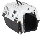 Transportín de mascota puerta metal polipropileno 48x31,5x31 cm