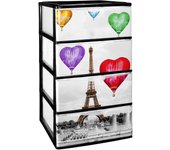 Com-fort house cajonera apilable plastico - modelo iris - modelo de 4 cajones con decorado paris (380 x370 x626mm)