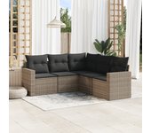 Juego de sofás jardín con cojines 5 piezas | conjunto de jardín de ocio | set de comedor de jardín ratán sintético gris cfw120932