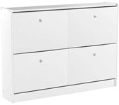 Zapatero de madera dos trampones tabac en acabado blanco lavado 80 cm(alto)110 cm(ancho)23