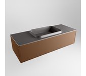 Mondiaz erin 120cm mueble de baño color rust con 1 cajón. con lavabo ridge centro sin orificios color dark grey