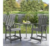 Silla adirondack alta de hdpe, taburete de bar exterior resistente a las inclemencias del tiempo carga 150 kg para jardín, gris