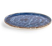 Plato llano de porcelana, blanco y azul, h&h, 26cm