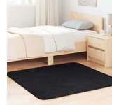 Alfombra de pelo largo negra navarra 120x120 cm poliéster