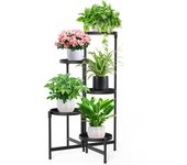 Soporte de metal para plantas de 5 niveles para interiores y exteriores soportes altos plegables estante escalonado para macetas estante de exhibición
