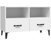 Mueble de tv de contrachapado blanco 80x36x50 cm