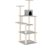 Rascador para gatos con postes de sisal gris claro 153 cm
