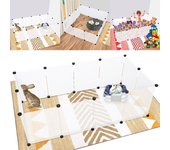 Jaula de recinto, fácil montaje, valla modular, parque para animales pequeños, para cobayas, conejos, 12 unidades, 35 x 45 cm, color blanco