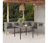 Juego de comedor jardín 2 piezas，conjunto de comedor de exterior，conjunto de jardín con cojines ratán sintético gris cfw237652