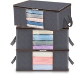 Bolsa de almacenamiento de ropa de 35l, caja de almacenamiento plegable debajo de la cama para dormitorio, edredones, ropa, juguetes, paquete de 3