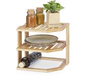 Relaxdays estante armario cocina, repisa para encimera y mueble de despensa, bambú, 24 x 27 x 25,5 cm, natural
