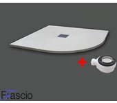 Plato de ducha 90x90 cm semicircular línea vulcanofino blanco en resina sintética y polvo de mármol con desagüe libre - frascio