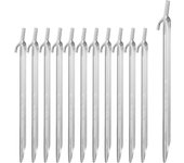 Relaxdays piquetas de camping, suelos duros, acero galvanizado, ganchos & cabezales, 30 cm, 12 uds., plateado