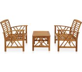 Juego de muebles de jardín 3 piezas | conjunto de comedor | conjunto de descanso madera maciza de acacia cfw749002