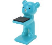 Soporte para relojes de resina tridimensional hecho a mano con forma de oso para el hogar y la oficina (azul)