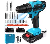 Taladro atornillador doble batería de litio 88v max estuche 24 led accesorios
