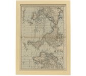 Nacnic pósters geográficos en estilo vintage mapamundi clásico ilustraciones de antiguos mapamundis en tonos sepia tamaño a3, con marco color madera