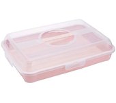 Recipiente enrico para conservar y transporte de tartas, muffins y otros snacks, rectangular, 43x29,5, rosa nórdico