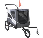 Succebuy remolque de bicicleta para perros de hasta 45 kg, cochecito para mascotas 2 en 1, portabicicletas, estructura plegable, color negro/gris