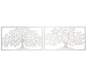 Decoración de pared dkd home decor 84,5 x 1 x 49 cm árbol blanco cottage (2 unidades) 8424001791019 s3018920 dkd home decor