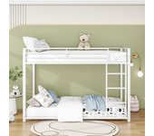 Literas 2 x 90 x 200 cm - estructura de cama de hierro - somier y escalera - blanco