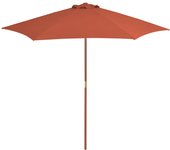 Sombrilla de exterior con palo de madera 270 cm terracota