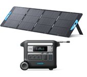 Kit de estación de energía profesional anker solix f2000 con panel solar de 200 w, 2048 wh, power station 3*ac de 2400 w