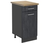 Vicco mueble bajo de cocina r-line, hormigón negro, 40 cm et roble