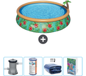 Paquete de piscina - bestway - alrededor - 457x457x84 cm + accesorios cb65