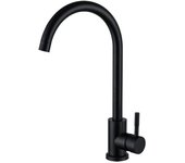 Grifo de cocina giratorio negro, grifo para fregadero de cocina de acero inoxidable, manija única con aireador extraíble