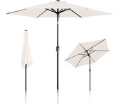 Sombrilla de hawaiana reclinable 2,7m--upf 30+ protección solar para arena playa/jardín/terraza/playa, beige
