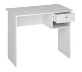 Escritorio mate en acabado blanco con un cajón. 74 cm(alto)90 cm(ancho)50 cm(fondo)