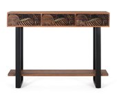 Consola de madera de acacia teñida marrón 91x120x35