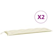 2 piezas cojín exterior | cojines de banco de jardín blanco crema 150x50x7 cm cfw91257