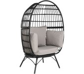 Sillón de jardín dkd home decor negro gris metal ratán sintético (99 x 71 x 147 cm)