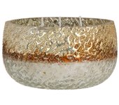 Portavelas cristal crema 13 x 13 x 8 cm