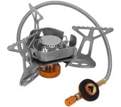 Mini estufa de gas para acampar, plegable, resistente al viento, para mochileros, con encendido piezoeléctrico, para pesc