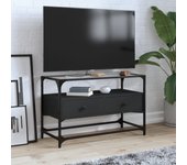 Mueble tv y tapa de cristal negro 80x35x51 cm de madera contrachapada