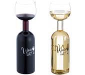 Relaxdays copa de vino con botella xl, copón cristal, decantador, regalo enólogos y aficionados, 750 ml, transparente