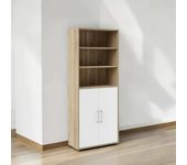 Aparador karine, bufé de salón, aparador de salón, despensa de cocina, 89x40 h222 cm, roble y blanco