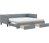 Sofá cama nido con cajones tela gris claro 90x200 cm