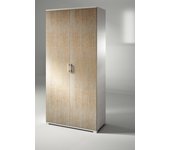 Dabalor armario multiusos, armario lineal con 2 puertas batientes, armario con 4 estantes regulables, 90x45h195 cm, roble y blanco